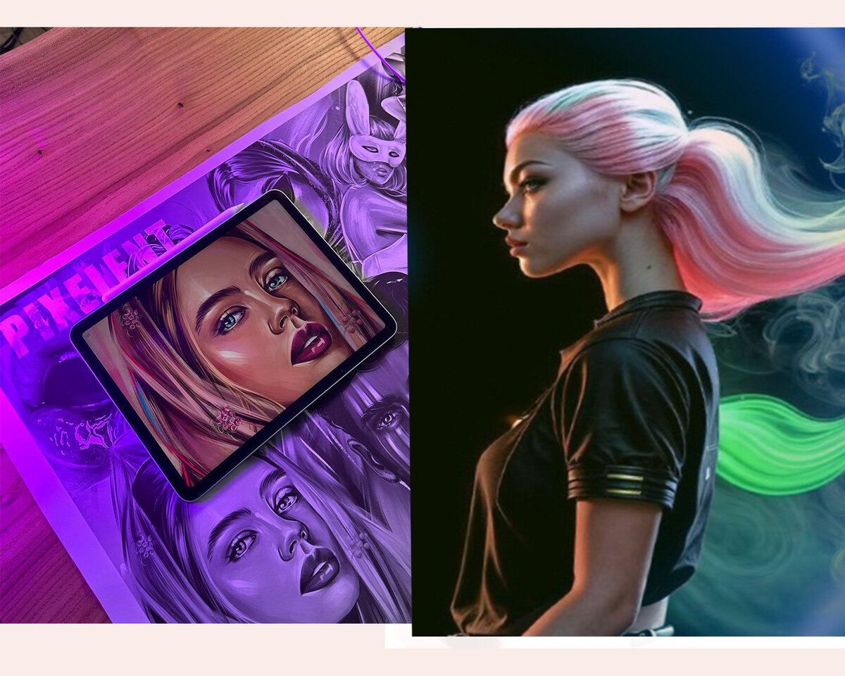 Это работы преподавателя курса. Конечно, не верится, что новичок научится также круто рисовать. Но, думаю, лучше учится у мощных учителей