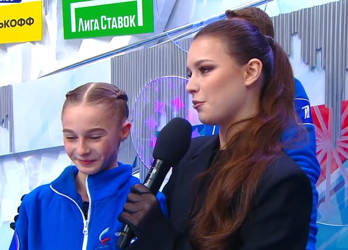 Стоп-кадр трансляции Первого канала с Чемпионата России по прыжкам из ЦСКА-Арены 2024