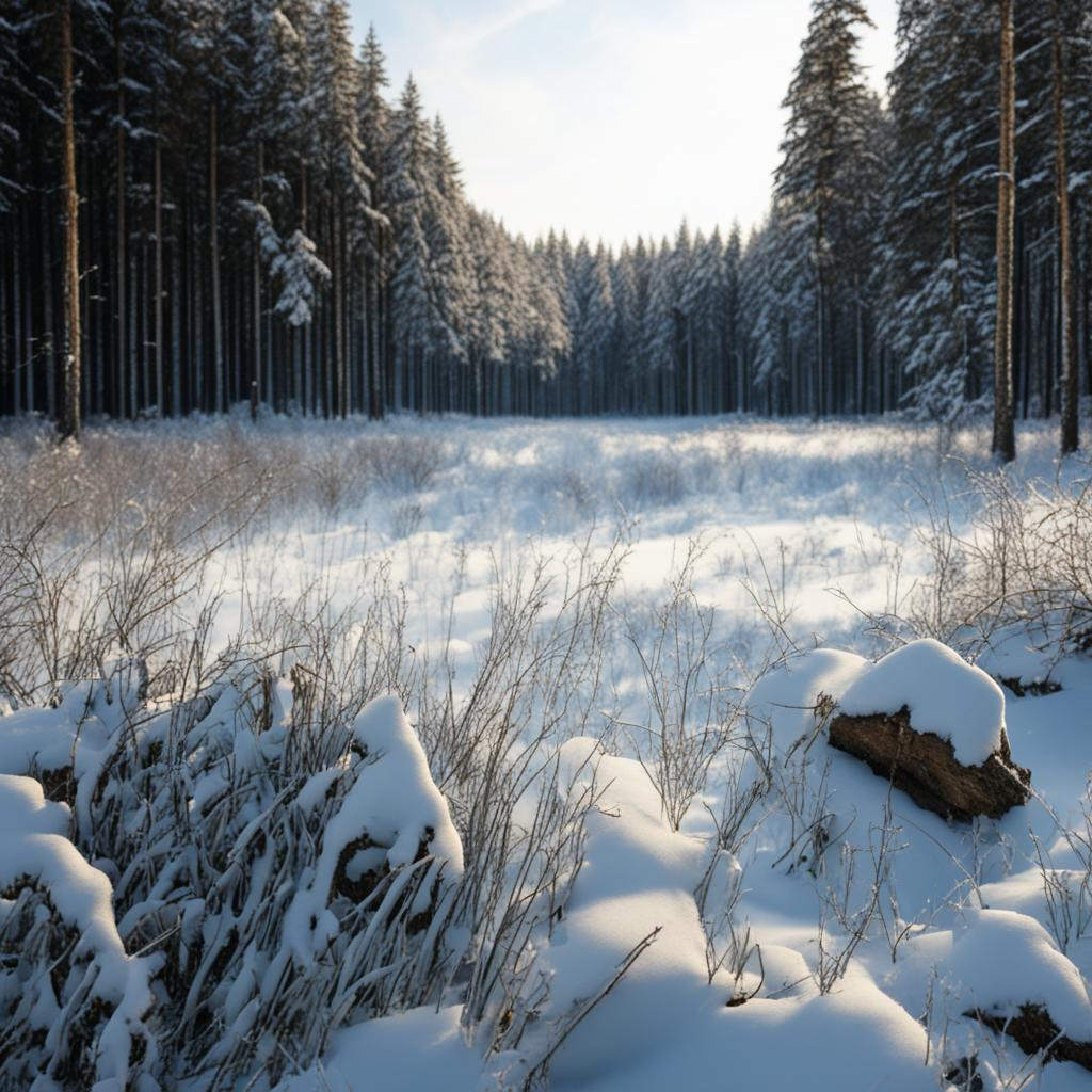 Лужайка посреди леса