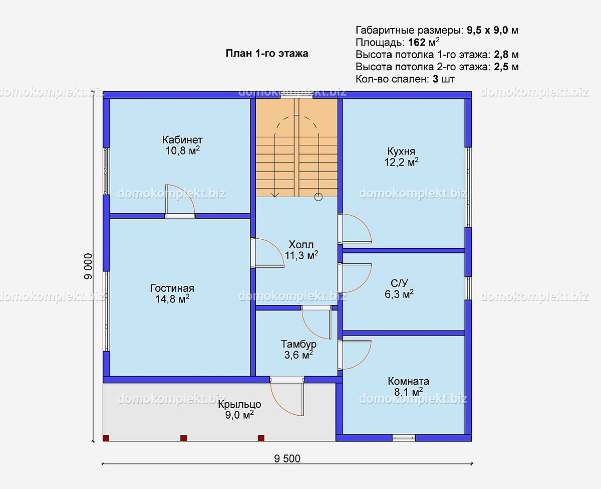 Планировка 1-го этажа дома