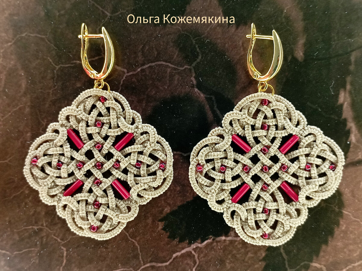 Серьги Мандалы в технике Кельтского Фриволите