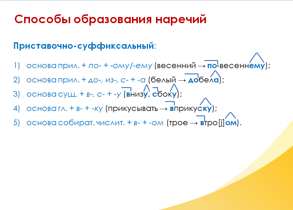 Как образуется наречие 4 класс русский язык