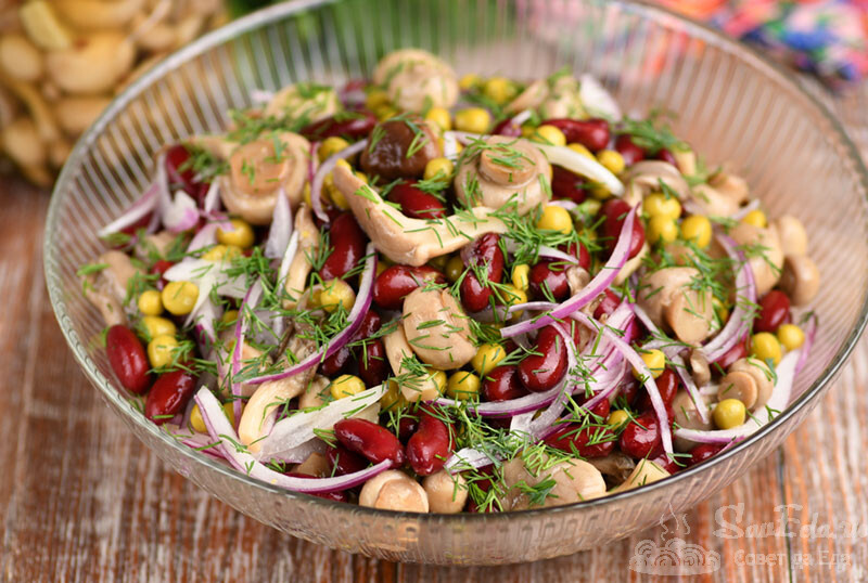 Грибной салат за 10 минут (ну очень вкусно)