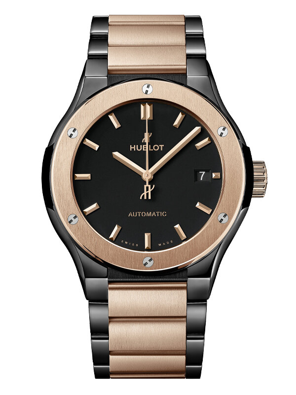 Часы Hublot Classic Fusion Ceramic King Gold Bracelet в 45 мм корпусе из керамики и розового золота King Gold с иннтегрированным браслетом из керамики и розового золота King Gold