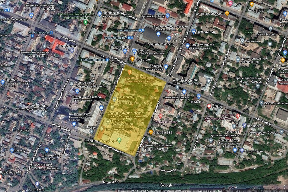 Квартал №28 на карте современной Самары