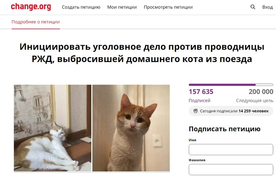 Петиция кошки