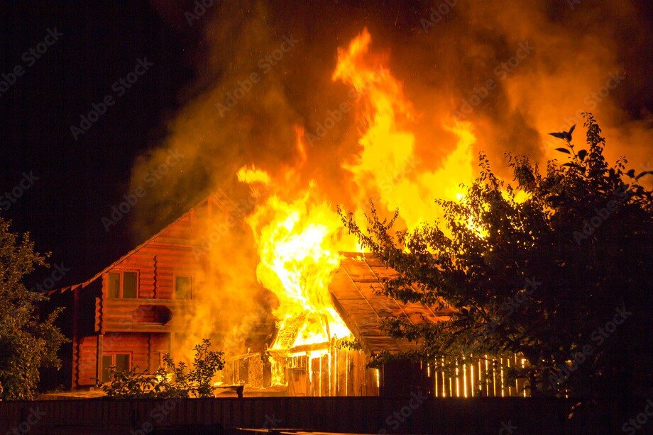Пример горения соседнего дома
