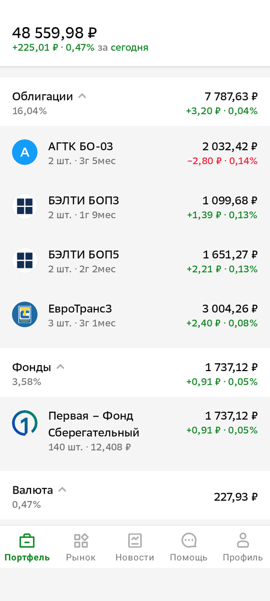 Скриншот приложения СберИнвестор