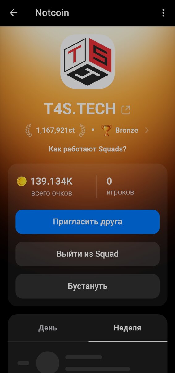 Сквад T4S.TECH в Notcoin
