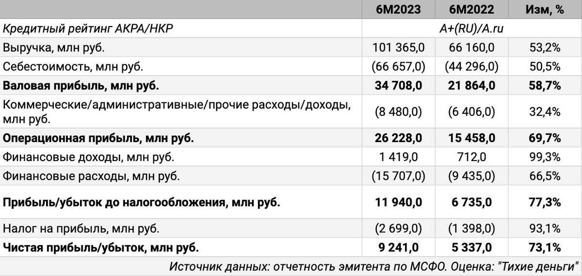 Отчетность эмитента по МСФО. Оценка: "Тихие деньги".