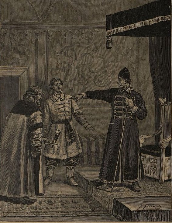 Иван IV Грозный и Басмановы, литография кон. XIX в.