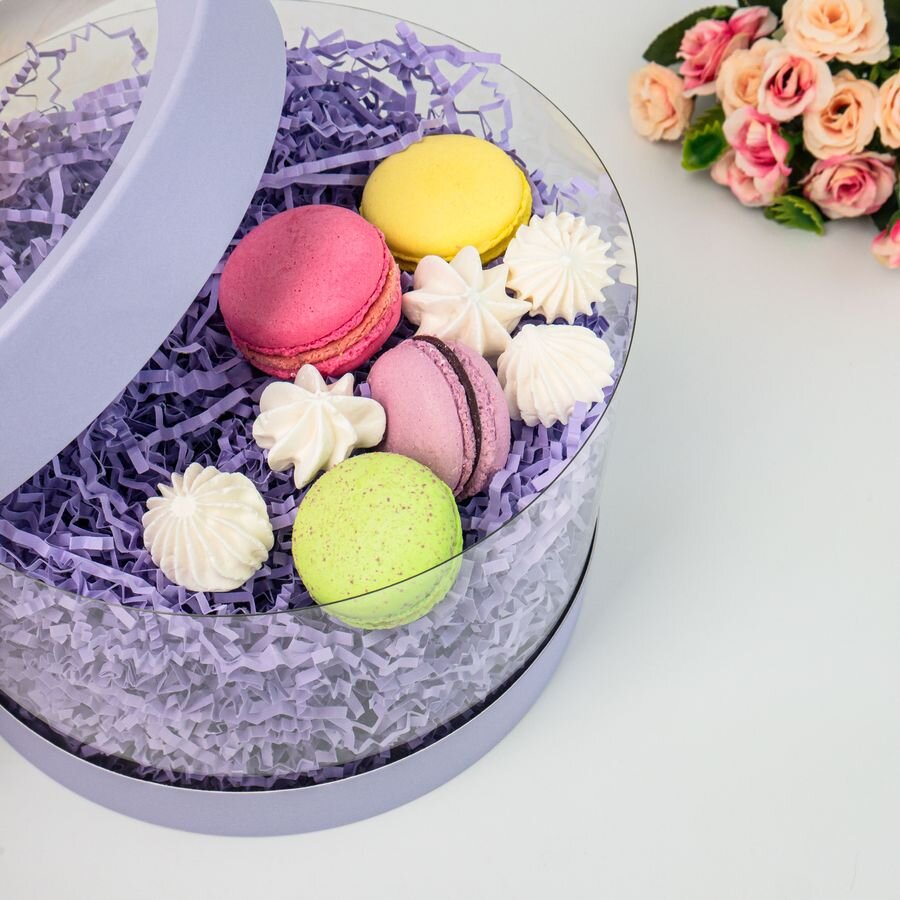 Набор коробок 2в1 аквашайба H17хD25 / H14хD21см, завальц.край, нежно-фиолетовый 