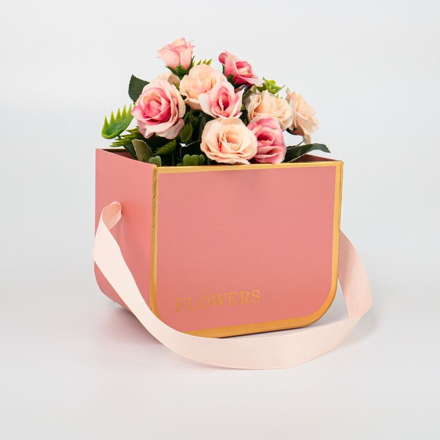 Набор коробок 3в1 лукошко 16х12хH12,5 / 14х10хH11 / 12,5х9хH10см, Гламур, розовый 