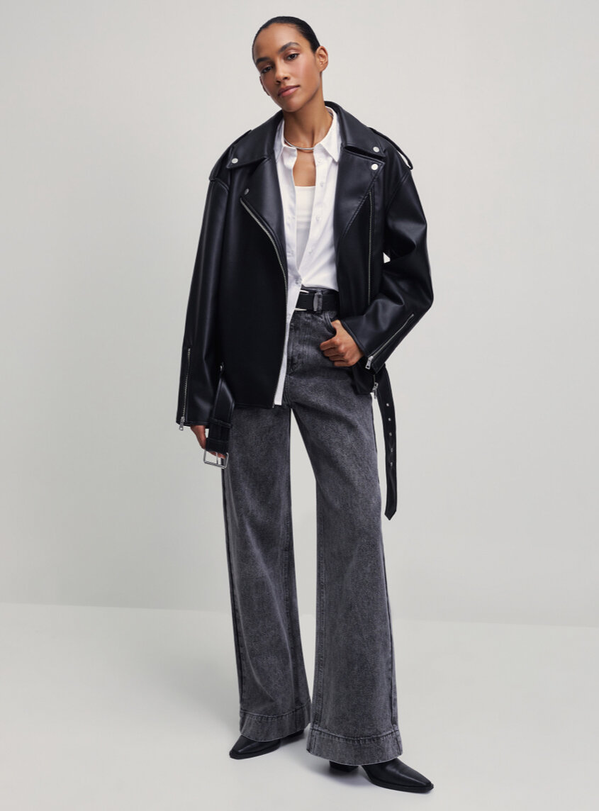 Широкие темно-серые с подворотом 