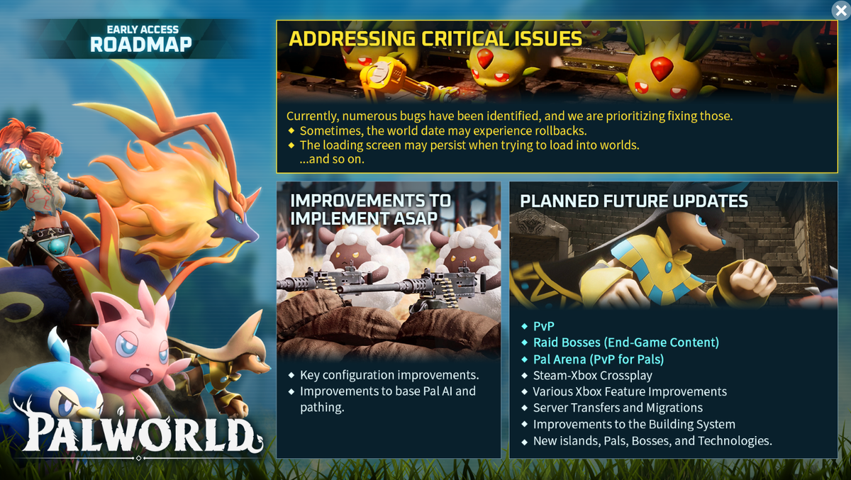 Дорожная карта Palworld