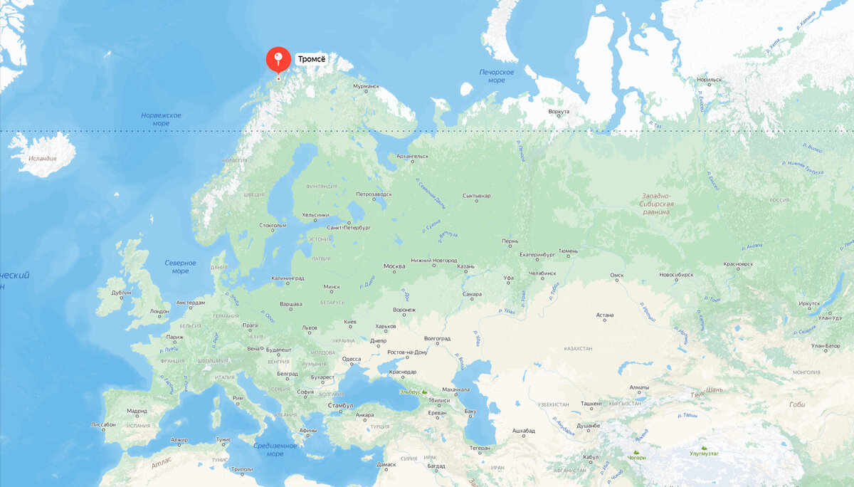 Город Тромсё на севере Норвегии