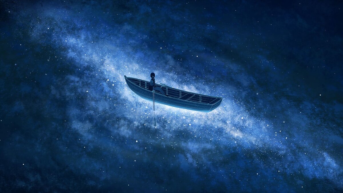 Лодочка колыбельная. Лодка ночью. Лодка и звездное небо. Лодка в космосе. Синяя лодка.