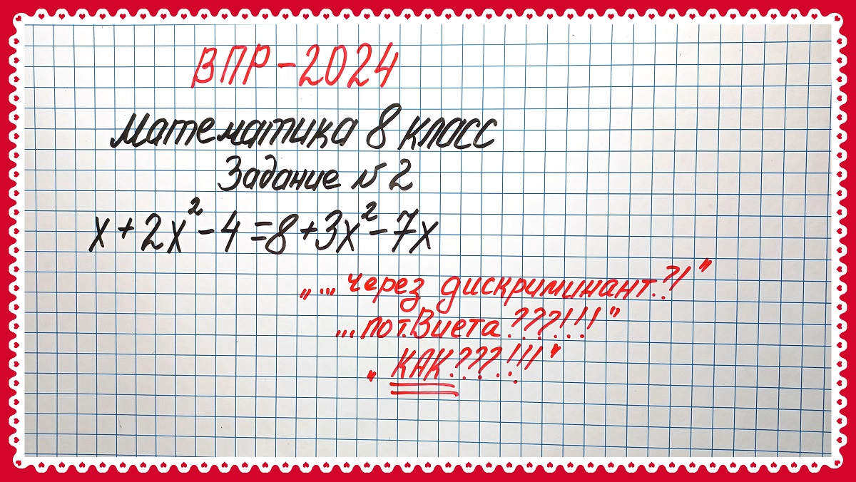 ВПР-2024. Математика 8 класс. Задание №2. Простейшие уравнения.  Дискриминант и теорема Виета