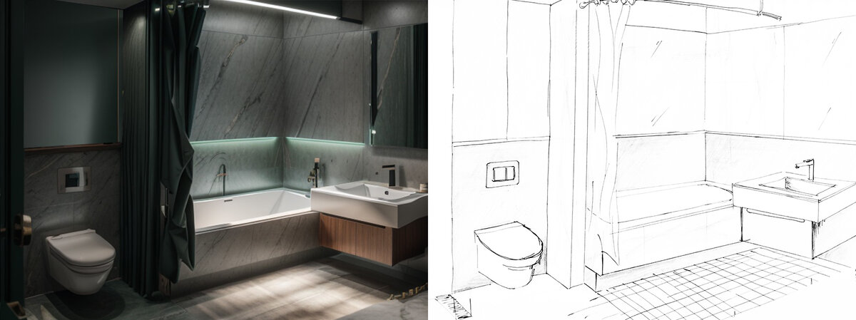 Генерация сцены на основе рисунка от руки. Из архива работ автора канала. Абакумова С.И, 