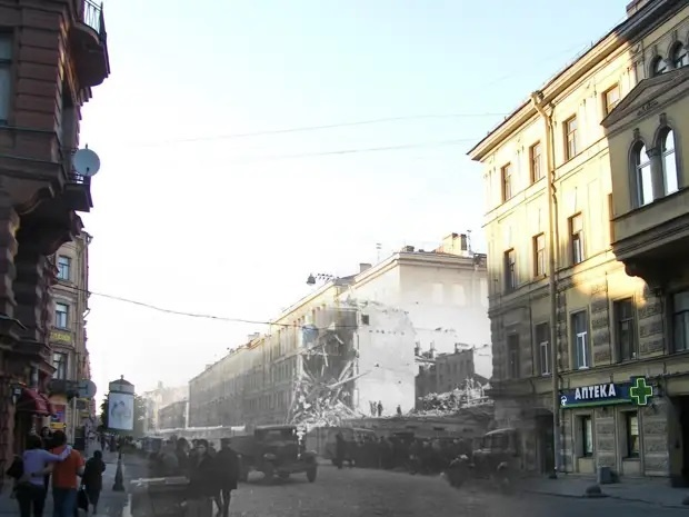 Ленинград 1941-2009 - перекресток улиц Маяковского и Жуковского.