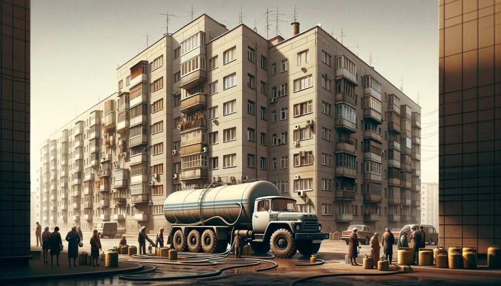 Подвоз воды. Авторские права на изображение принадлежат медиагруппе "Хакнем" и защищены товарным знаком ®️
