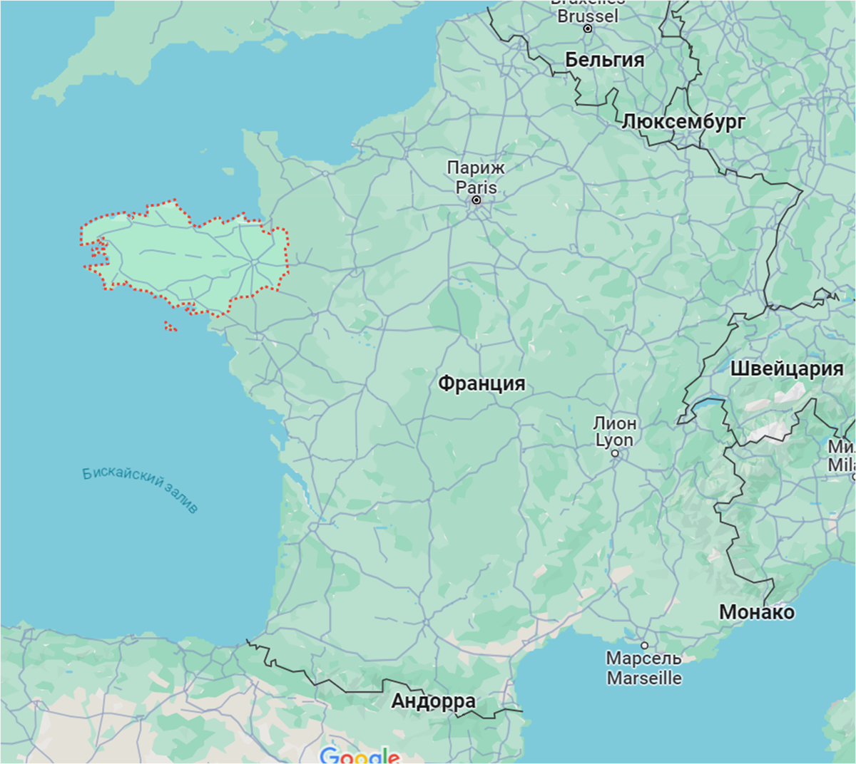 Бна карте Франции. Google.maps