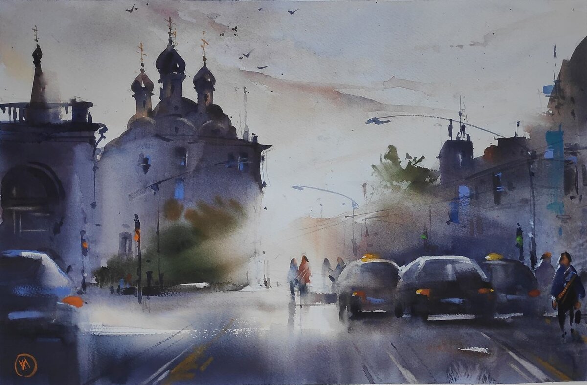 Художник Илья Ибряев,  акварель из курса "Состояния неба"