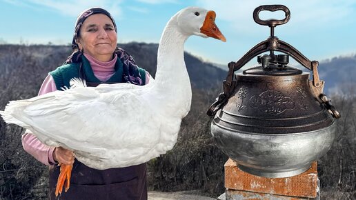 Рецепт Приготовления Домашнего Гуся Тушеного В Афганском Казане |Деревенский Ужин В Кругу Семьи