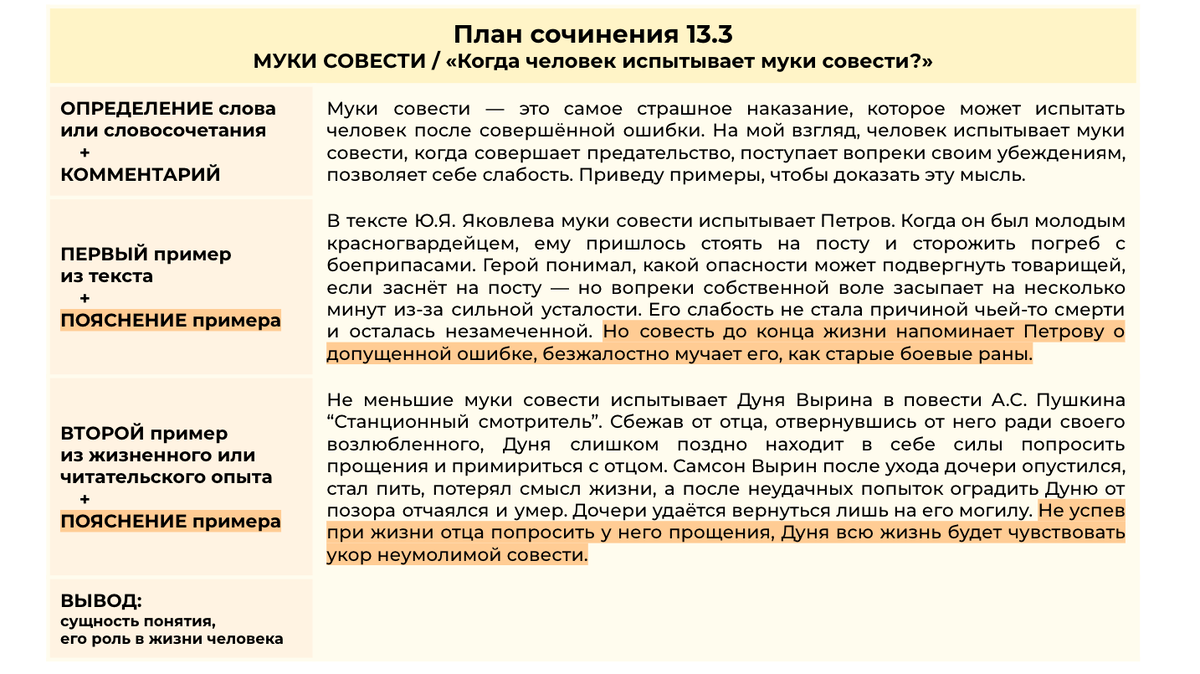 Сочинение 13.3 МУКИ СОВЕСТИ + Сочинение 13.2 по тексту Ю.Яковлева 