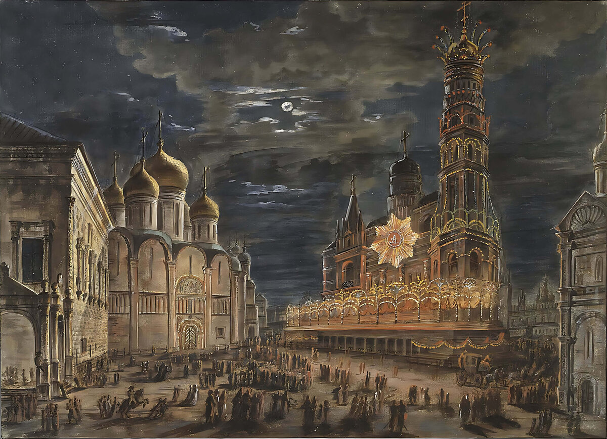 
Ф. Я. Алексеев “Иллюминация на Соборной площади в честь венчания на царство Александра I”