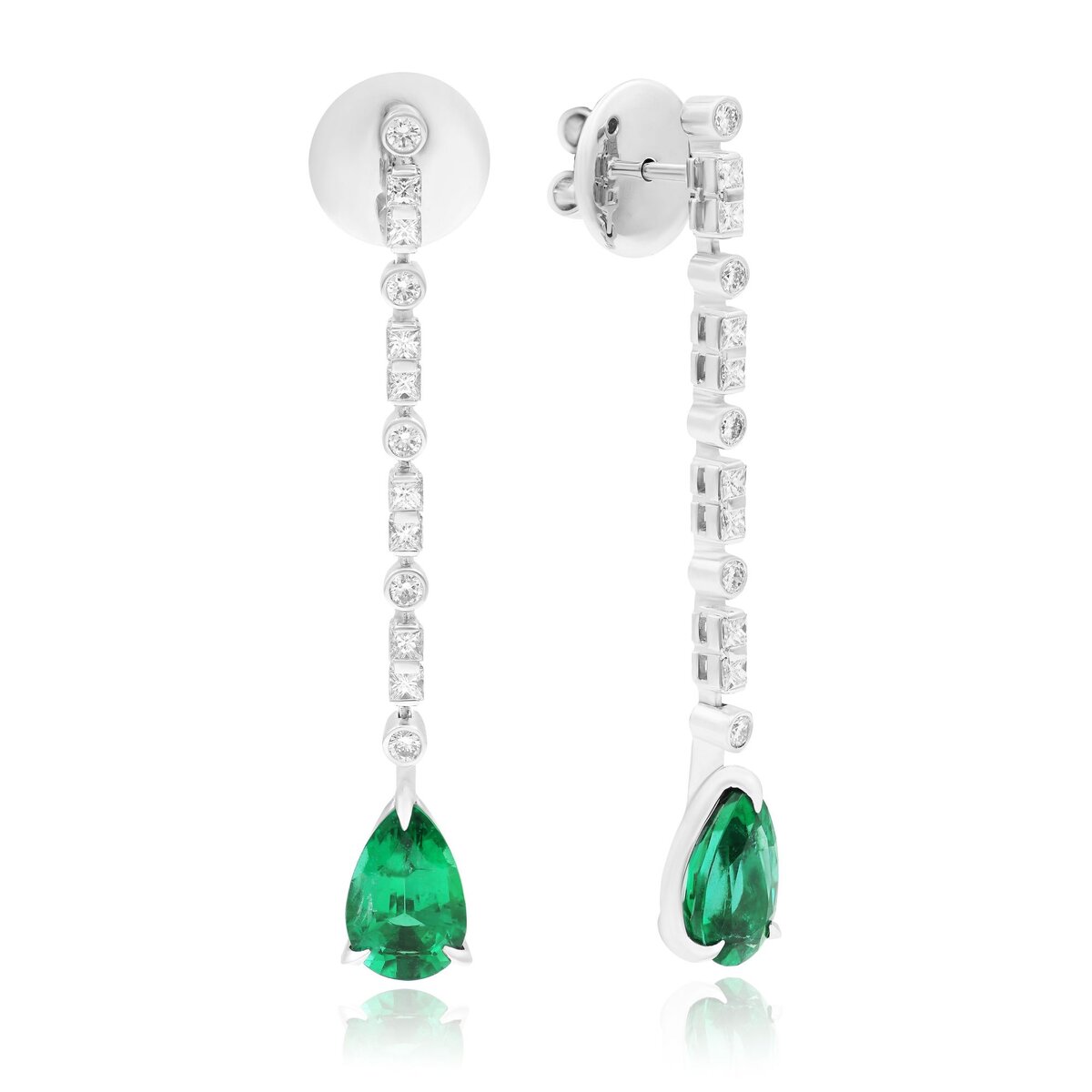 ПУСЕТЫ ИЗ БЕЛОГО ЗОЛОТА С ИЗУМРУДАМИ 3.56 ct И БРИЛЛИАНТАМИ