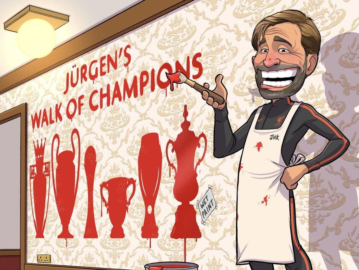    Юрген Клопп и его трофеи с "Ливерпулем" (иллюстрация)© Фото : twitter.com/brfootball