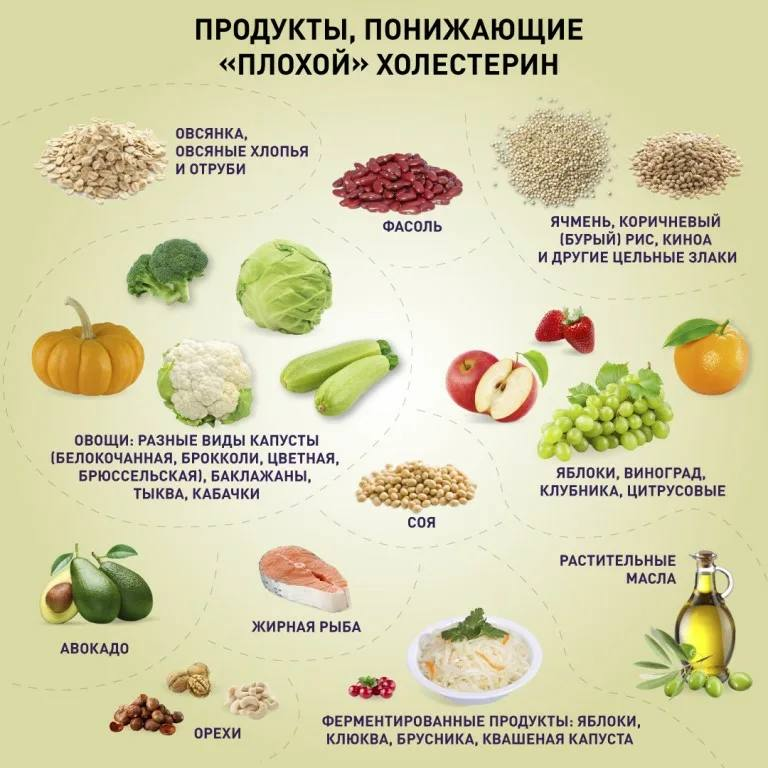 Таблица продуктов для снижения холестерина