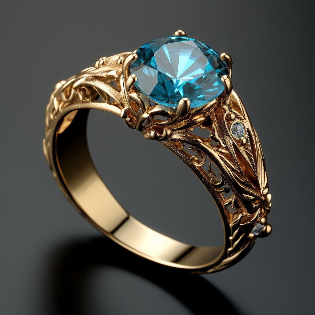 Кольцо с топазом. Нейросеть Midjourney.