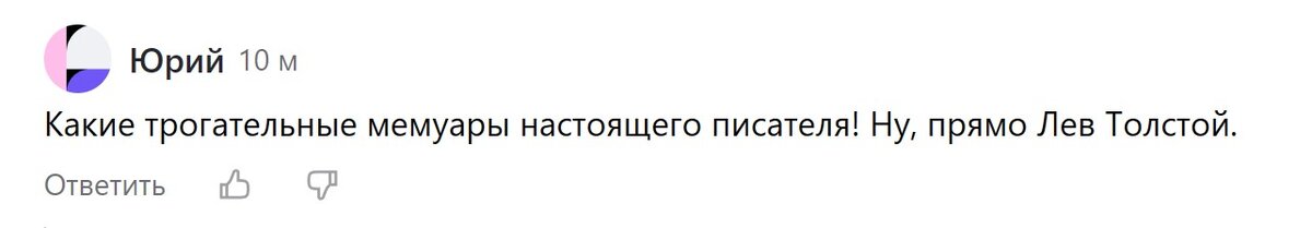 Скан комментария с канала автора "Писателю на заметку"