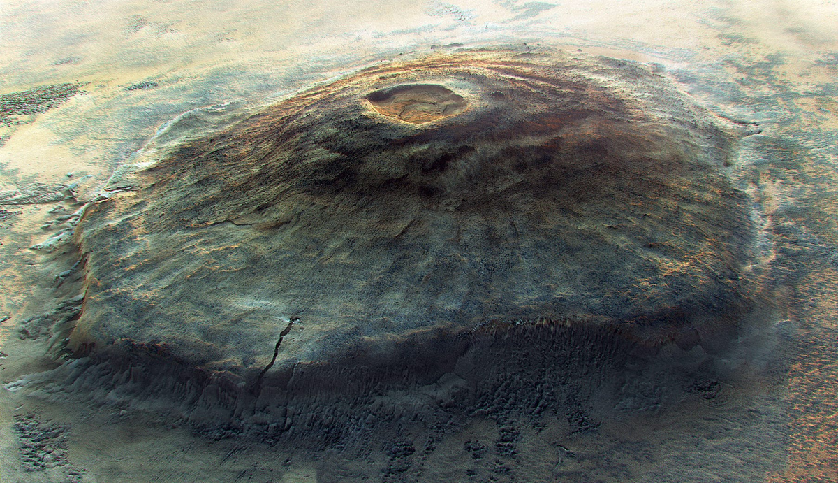 Самый большой вулкан солнечной системы находится. Марианский потухший вулкан гора Олимп. Гора Олимп на Марсе. Вулкан гора Олимп на Марсе. Потухший вулкан Олимп на Марсе.