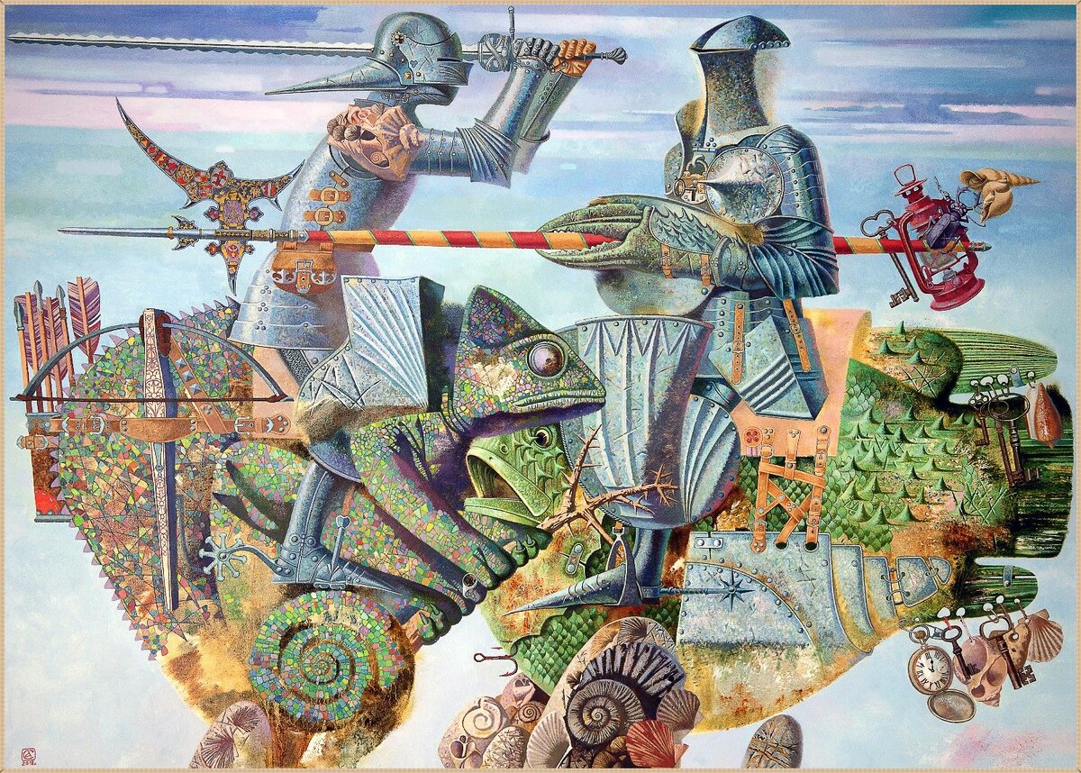 © Андрей Симаков. Поединок 100×130см, 2018 год