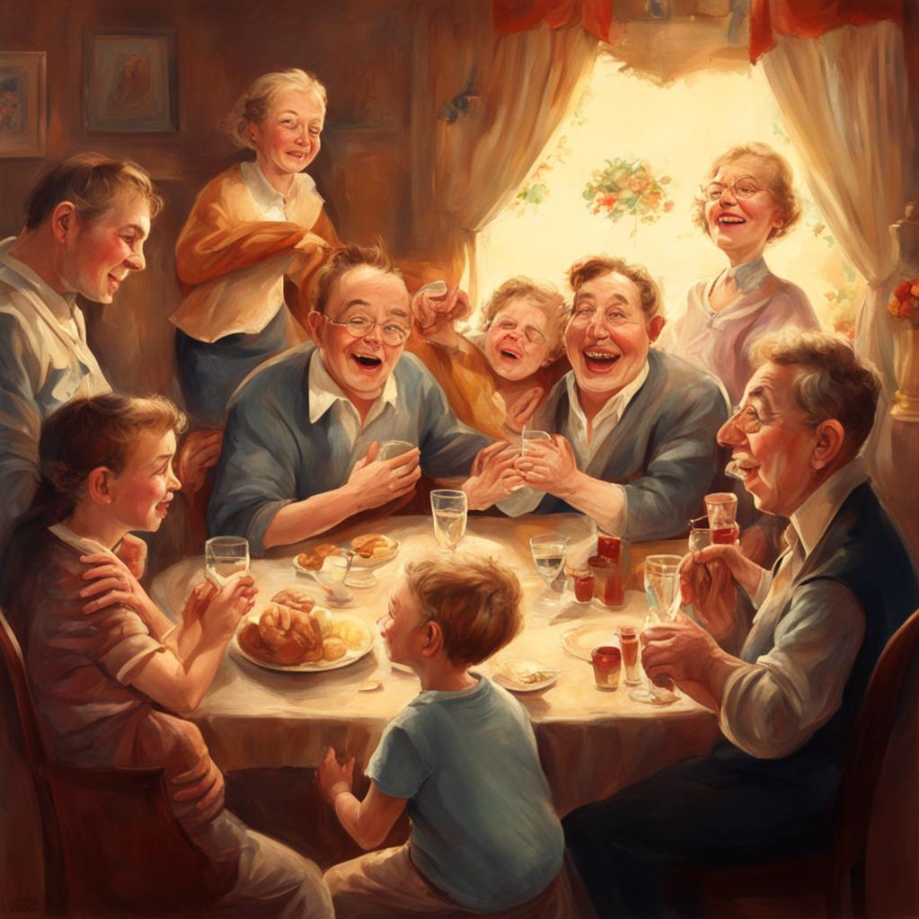 Радостная встреча родственников в интерпретации нейросети. Кандинский, как всегда, чудит