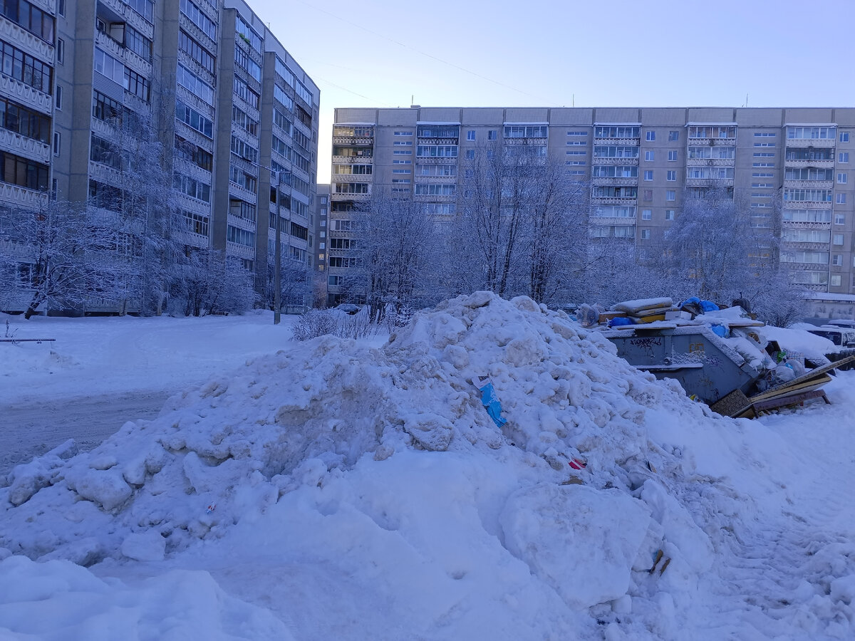 фото автора, Петрозаводск в снегу и в мусоре