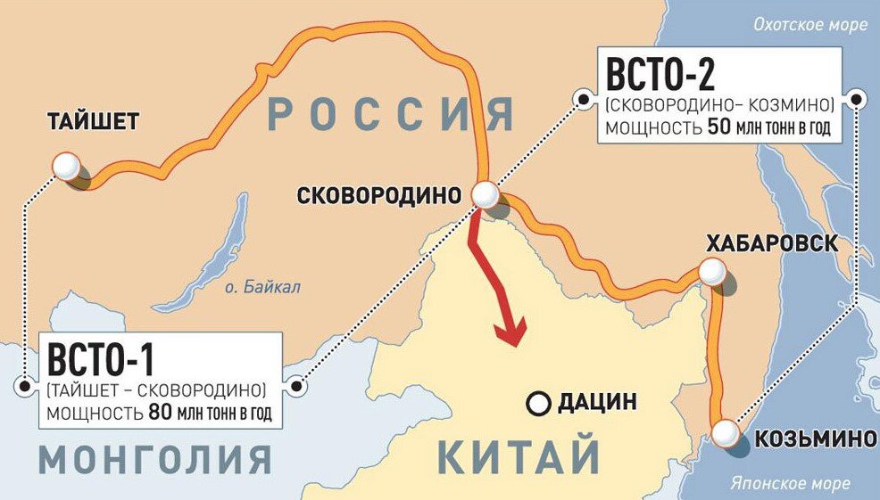 Нефтепровод восточная сибирь тихий океан карта