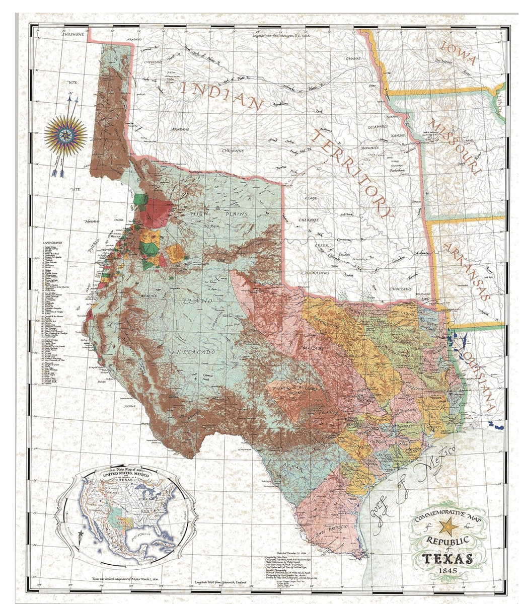 Карта Техасской республики (1845 г.)