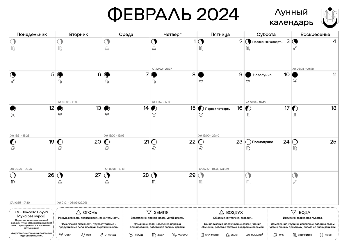 Лунный календарь на февраль 2024 (PDF) | lunai | Дзен