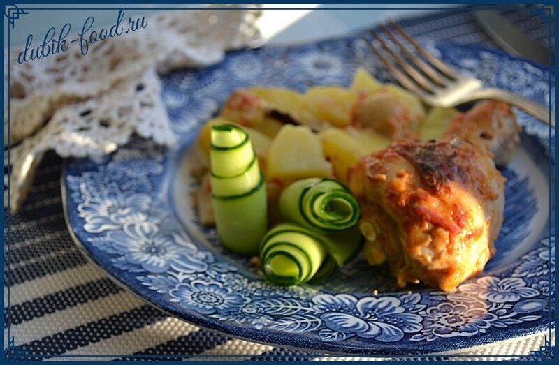 жареная картошечка с курочкой. гарнир к курице. куриные ножки с жареной картошкой.