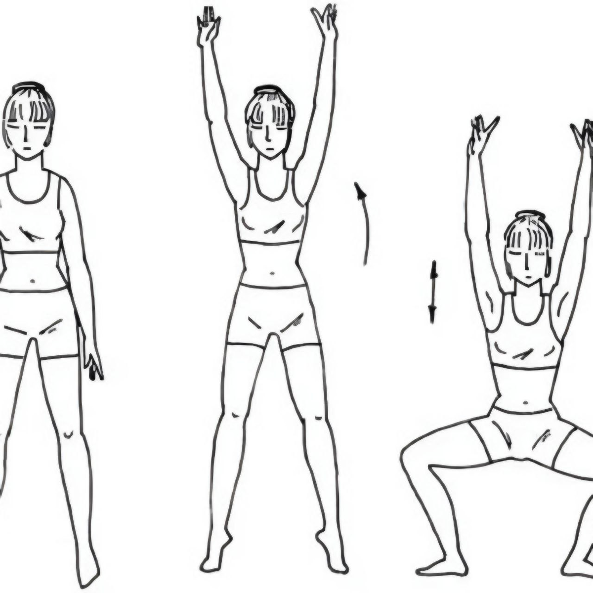 Упражнения стоя. Упражнение поднятие рук в стороны. Ноги на ширине плеч руки вдоль туловища. Упражнения для туловища и ног. Прыжки вправо влево
