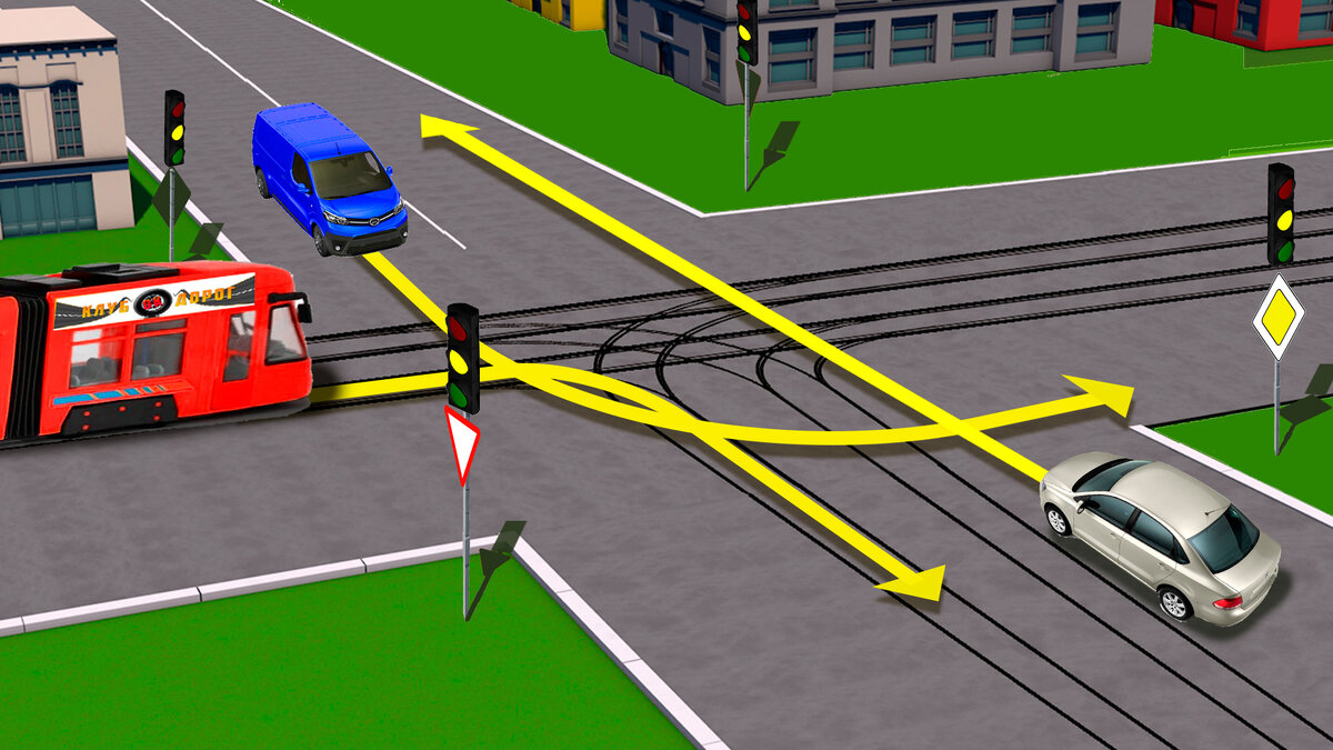В какой последовательности, участники движения проедут перекресток, при  желтом мигающем сигнале светофора? | Клуб Дорог | Дзен