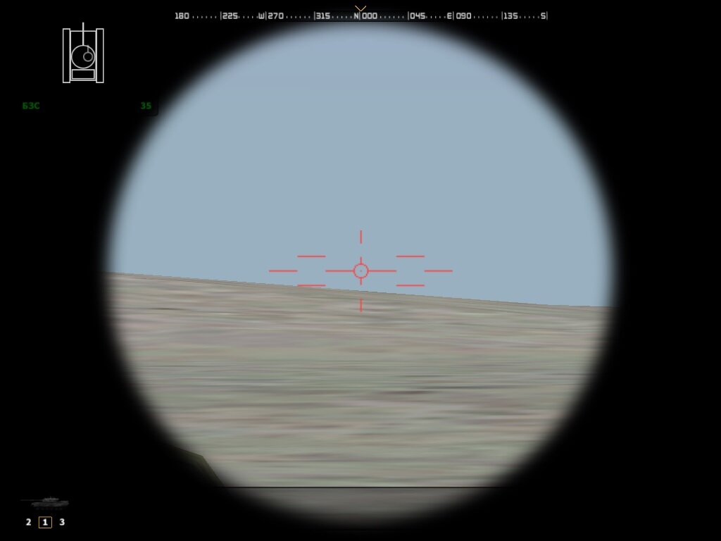 Прицельная сетка оптики наводчика-оператора на советской технике.