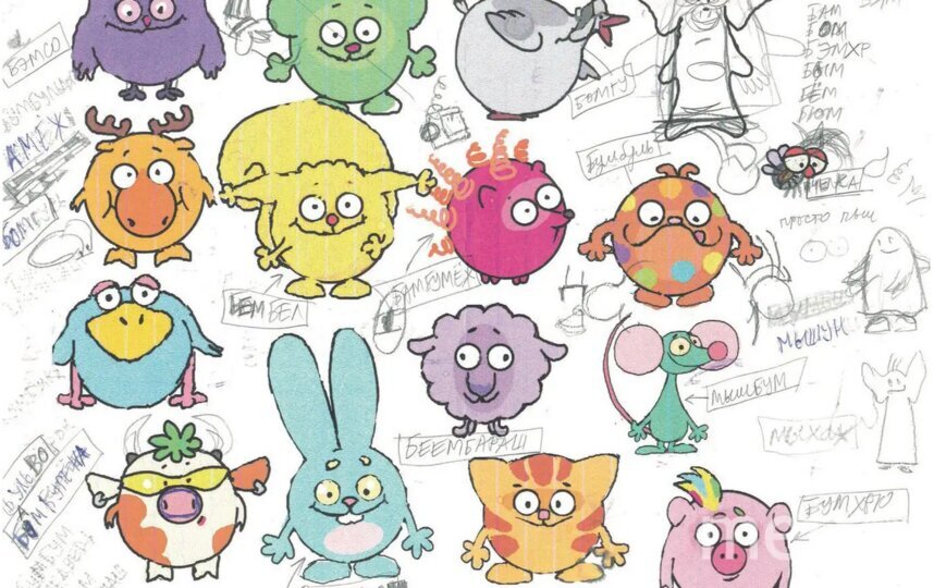    Как смешарики выглядели вначале.Кадр из мультсериала "Смешарики" / "Рики"