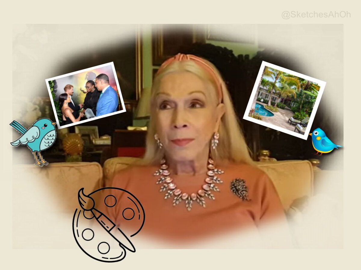 Коллаж автора: птички леди Си поют о посещении Гарри и Меган Ямайки