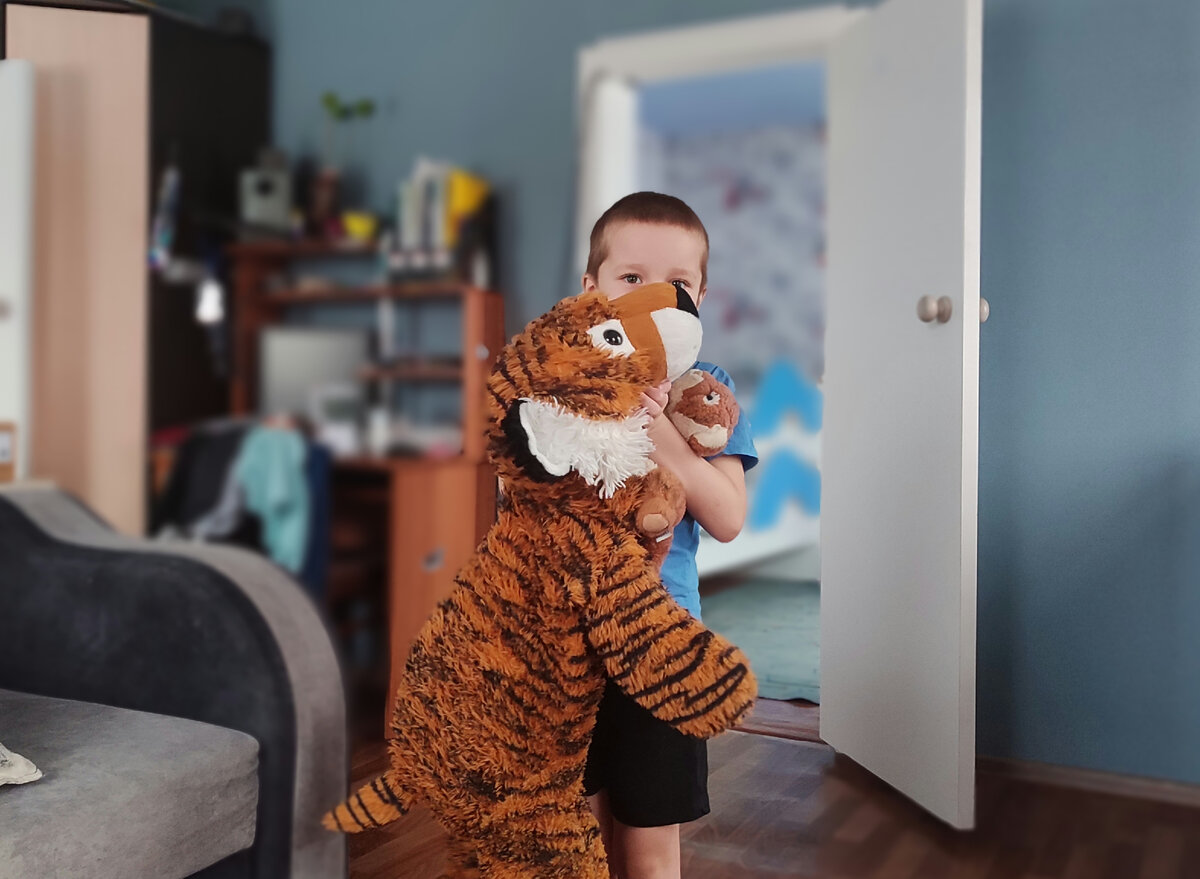 Вадюха и тигриная семья, состоящая из папы-тигра и сыночка-тигрёнка. Где мама, никто не в курсе. Мы её никогда не видели