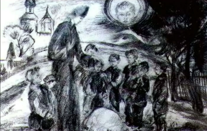 Смерть Илюшечки в "Братьях Карамазовых".